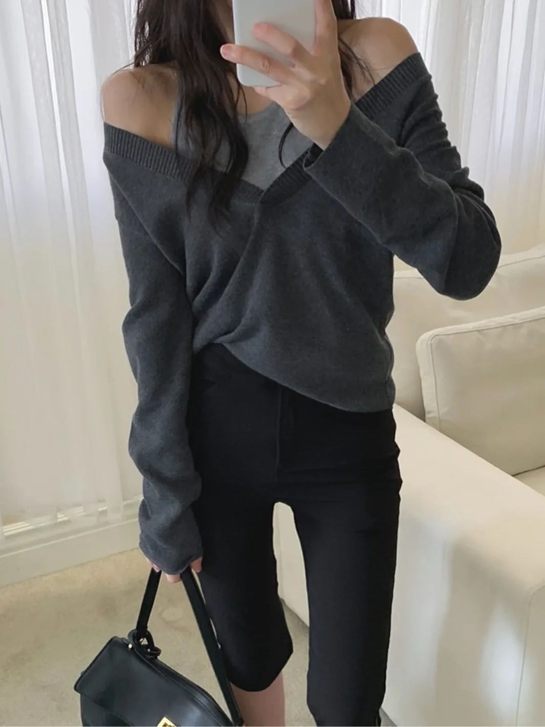 Coreano Sle Lungo Sve Maglione lavorato a maglia da donna Faionable Abbigliamento interno Ne Appeso Top Primavera Autunno Inverno Seasonal Faion