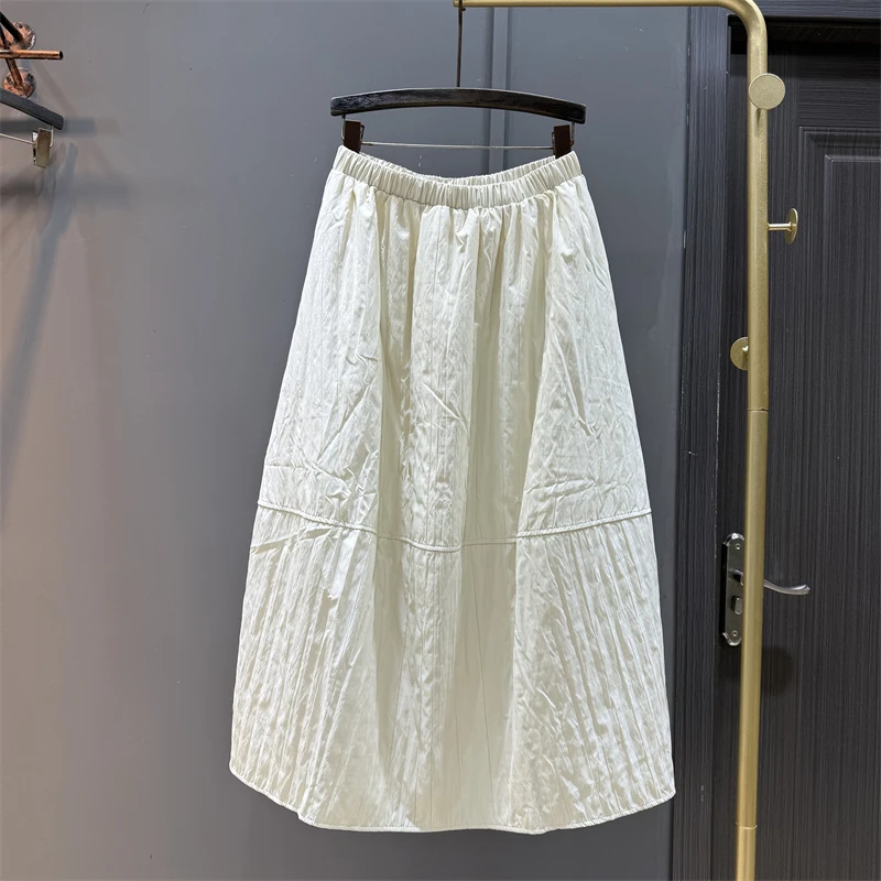 

Минималистичная юбка до половины тела с цветочным бутоном, женская осенняя новая универсальная повседневная юбка средней длины с эластичной резинкой на талии