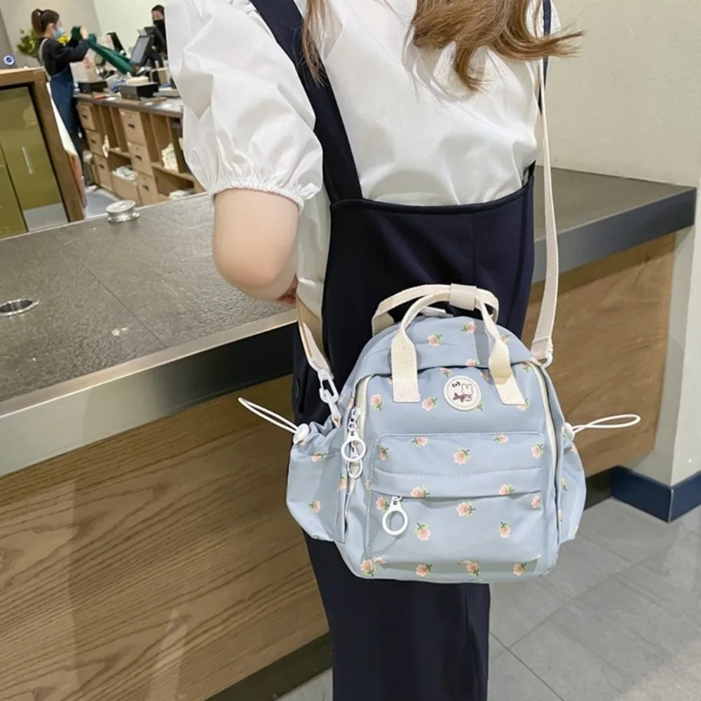 Large Capacity Mini Backpack Cute Zipper Flower Printed Shoulder Bag Multifunctional Women's Handbag Travel
