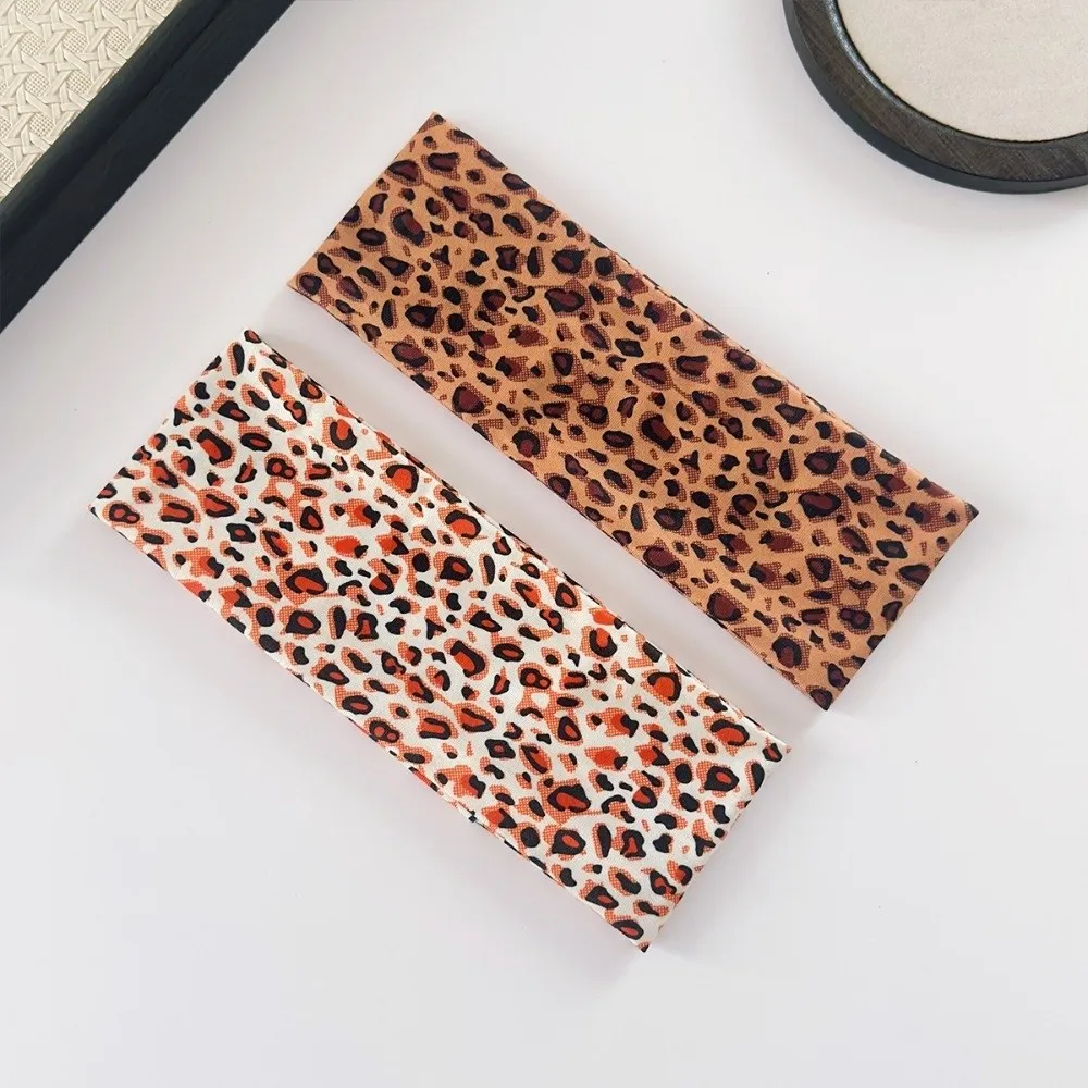 New High Elasticity Leopard Print Headband Wide-brimmed Sweat Absorbing Sports Headband Breathable Yoga Headband Sports