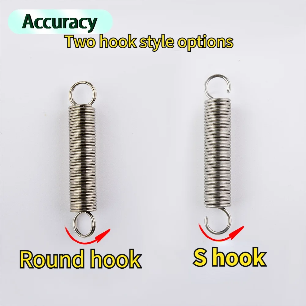 Wire Diameter 2.0mm Tension Spring S Hook Round Hook Coil Metal Spring Wire Pullback Extension Tension 304 Stainless Steel