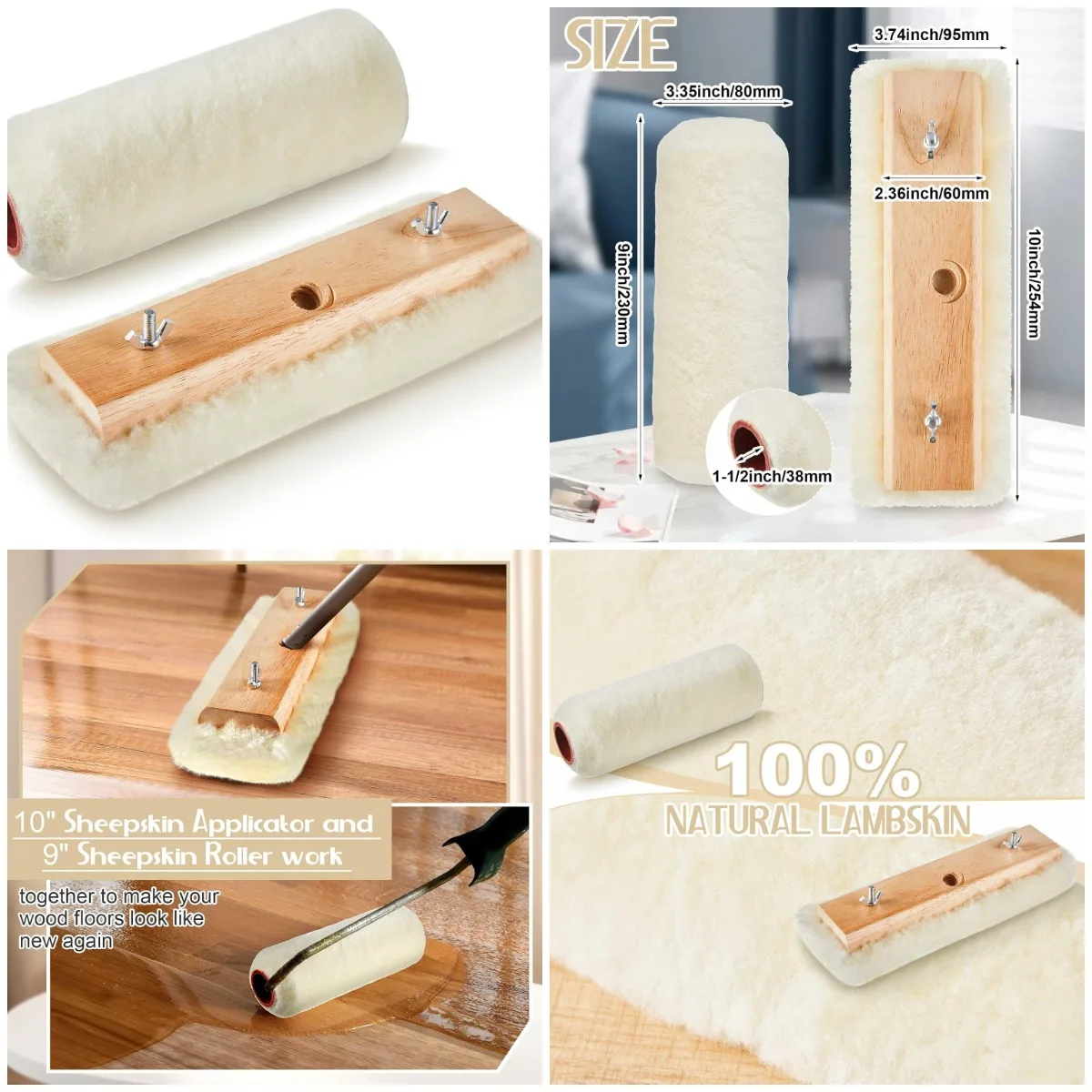 

Аппликатор и валик из овечьей кожи 10 футов и 9 футов для пятен на деревянном полу, окраски на палубе и мебели