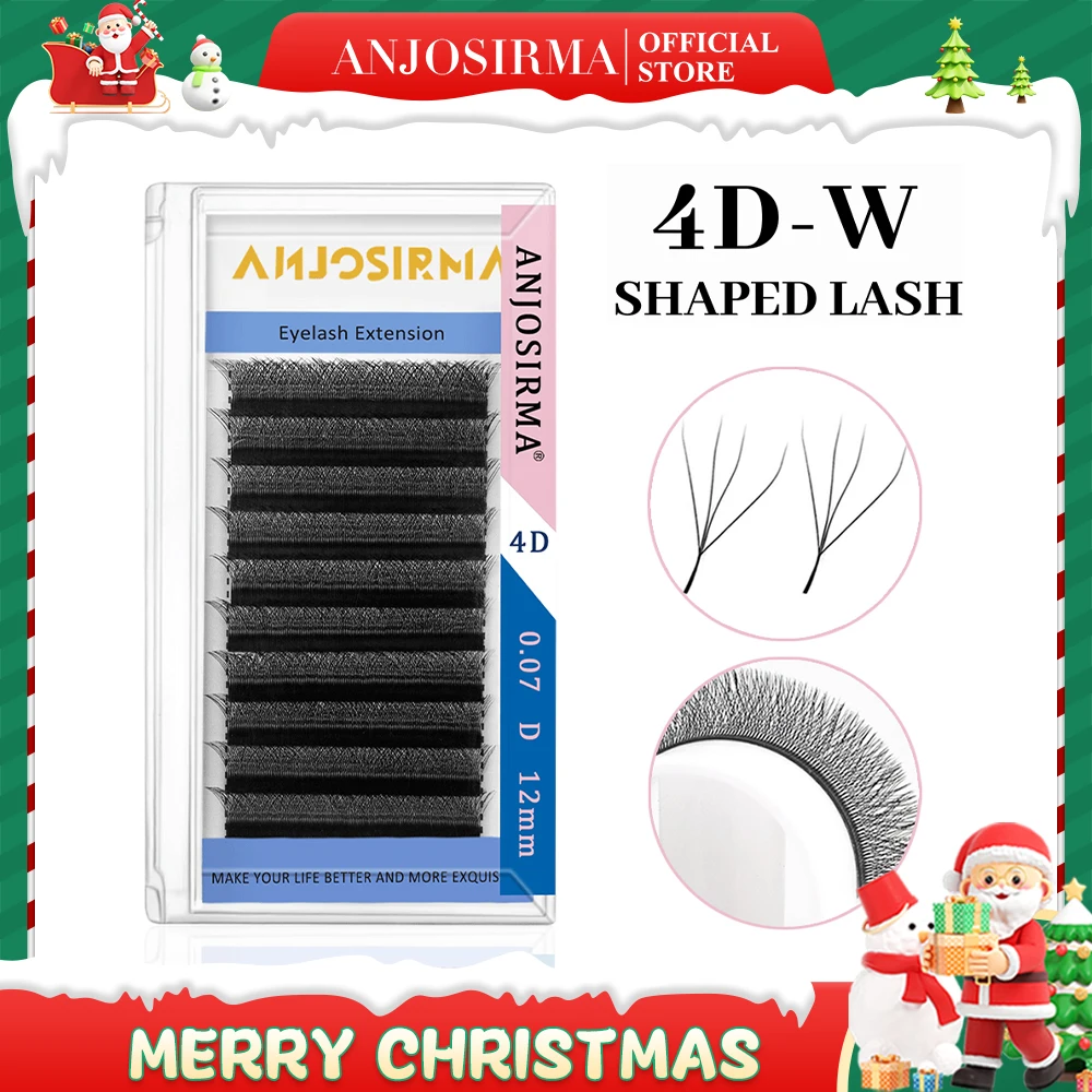 ANJOSIRMA 4D-W shape eyelash extension natural soft anime lashes prefabricated mink fluffy False eyelashes makeup tool