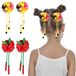 Ncmama 2 pezzi fermagli per capelli con fiore a nastro ritorno a scuola accessori per capelli Cute Teens Girls nappa ciondolo forcina per bambini copricapo regali