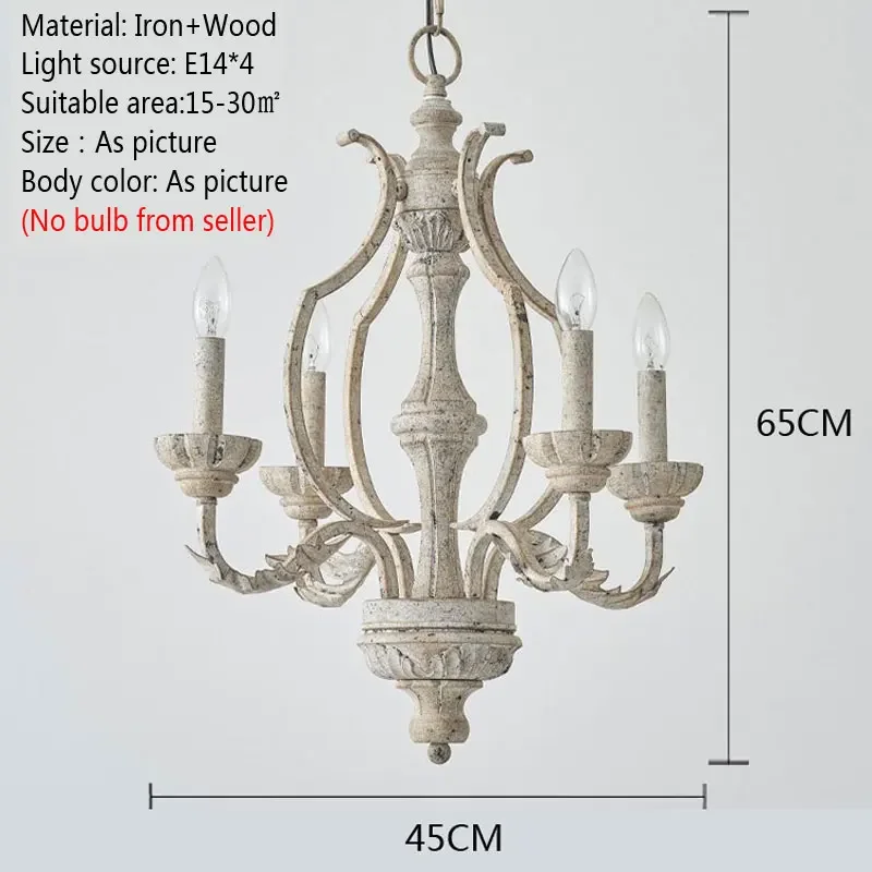 American Vintage French Solid Wood Chandelier Living Room Dining Room Bedroom Hallway Stair Retro