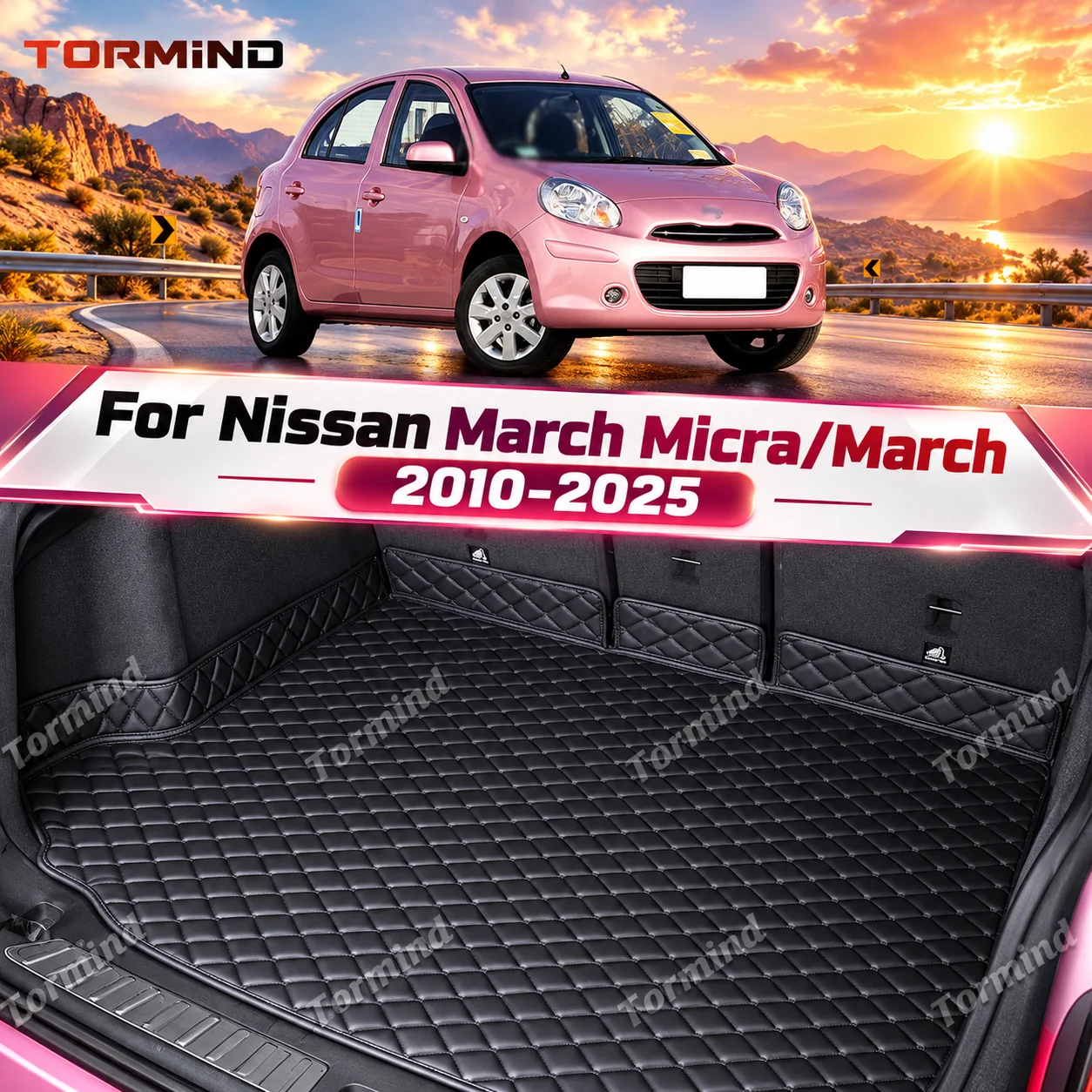 Cargo Trunk Liner For Nissan March Micra/March 2010-2025 3D Car Trunk Mat Carpet Waterproof All Weather Protection Accessories