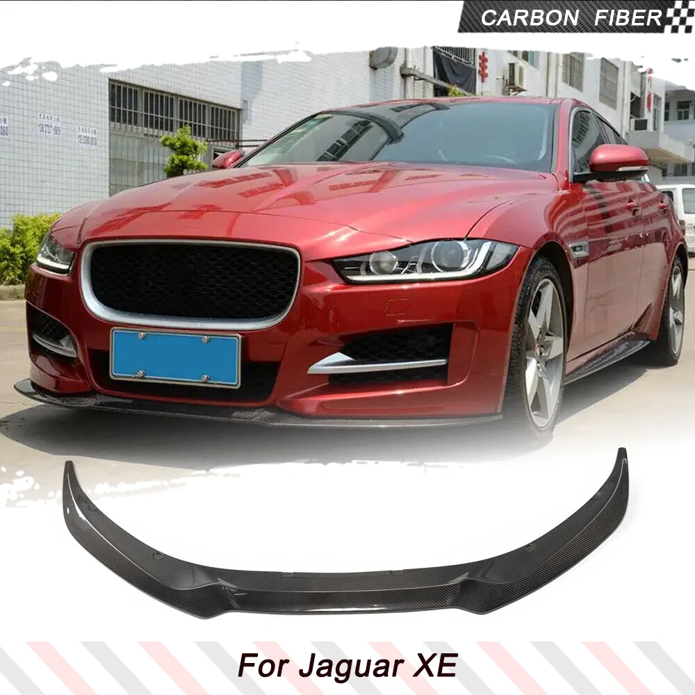 شفة ممتصة للصدمات الأمامية للسيارة جاكوار XE سيدان 2015 2016 2017 2018 ألياف الكربون شفة مصد السيارة الأمامية الذقن الفاصل واقي مصد السيارة