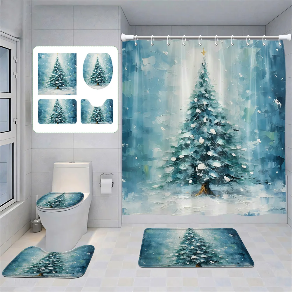 Home dusch vorhänge bad decora wasserdichter stoff rutsch feste bade matte wasser absorptions vorhang moderne nordische frohe weihnachten