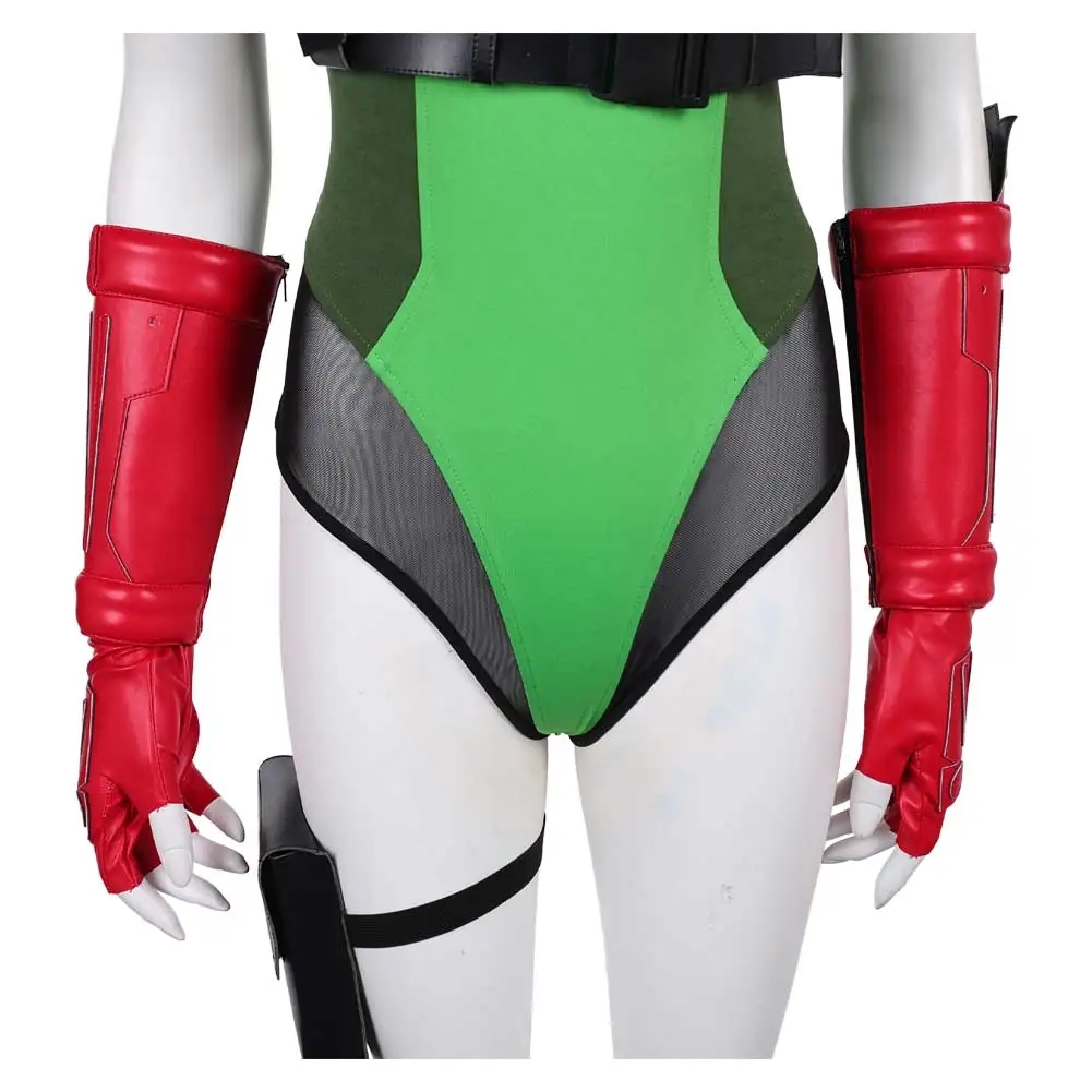 Game OW Cammy White Cosplay Green Jumpsuit Red Hat Gloves Outfits Women Disguise Costume Halloween Carnival Party Roleplay Suit
