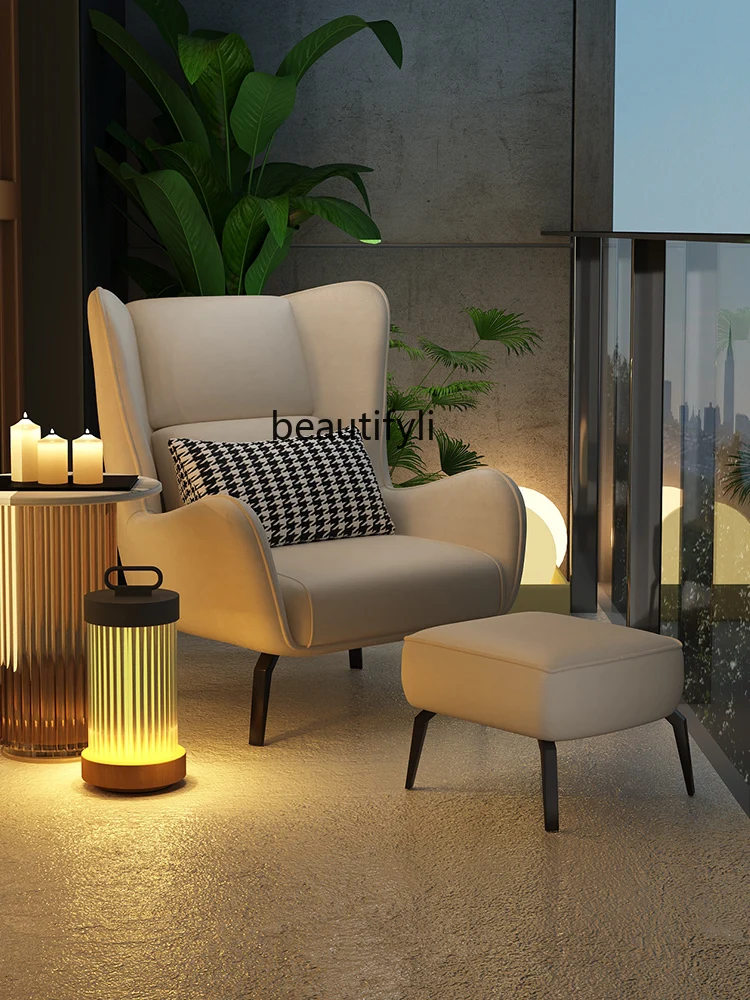 Single Wingback Chair Nordic Lazy Small Sofa Technology Cloth Sofa Light Luxury Living Room Study Simple Leisure Chair