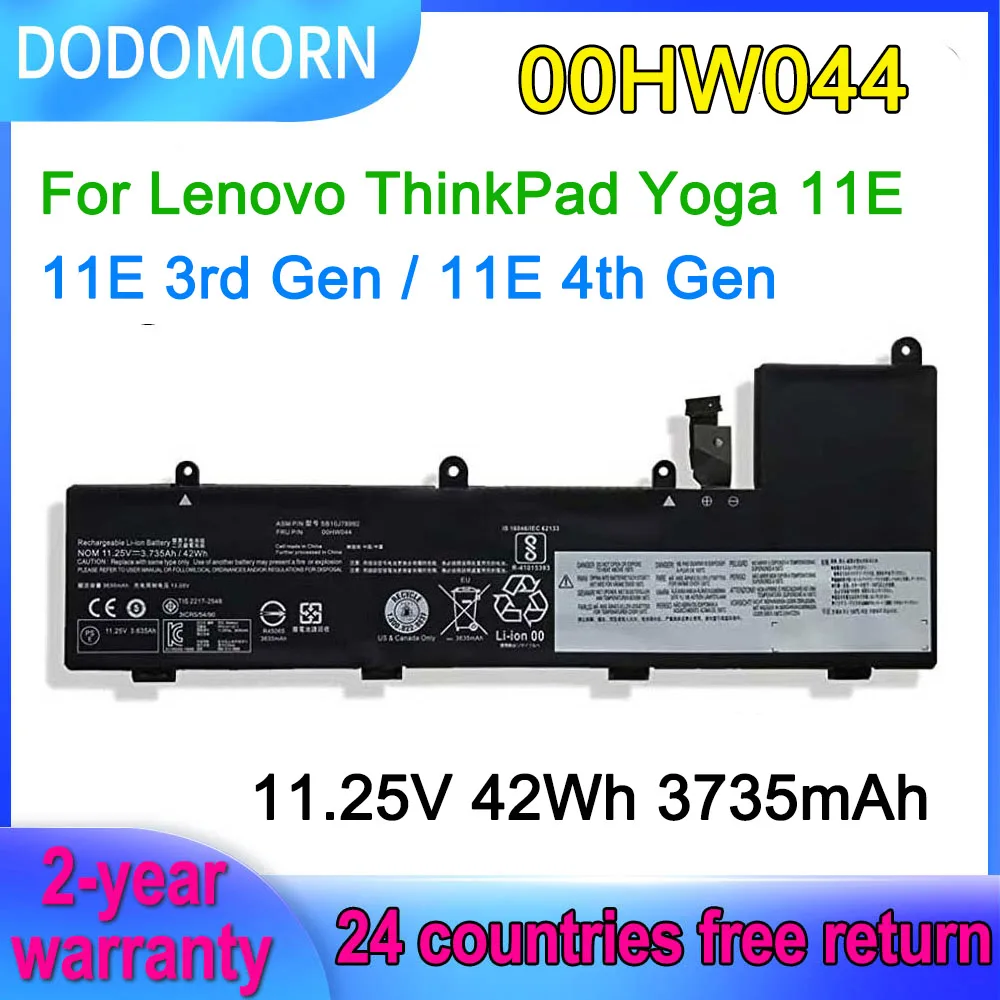 DODOMORN 00HW044 Battery For Lenovo ThinkPad Yoga 11E-20GC 11E-20LQ,11E 3rd Gen 11E 4th Gen 01AV442 01AV443 SB10J78991 42Wh