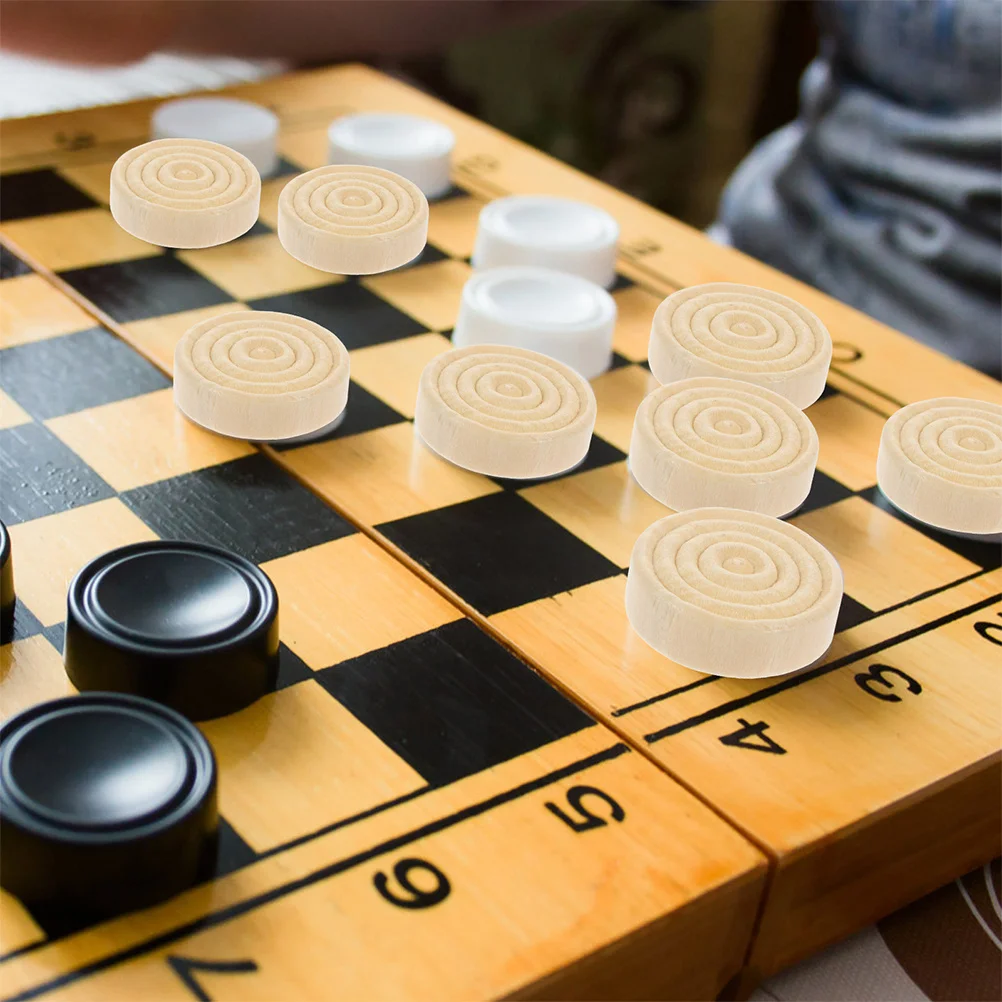 

96pcs Round Backgammon Chess Chessman Wood Pieces Educational For Logical Thinking Training Lightweight Durable Smooth