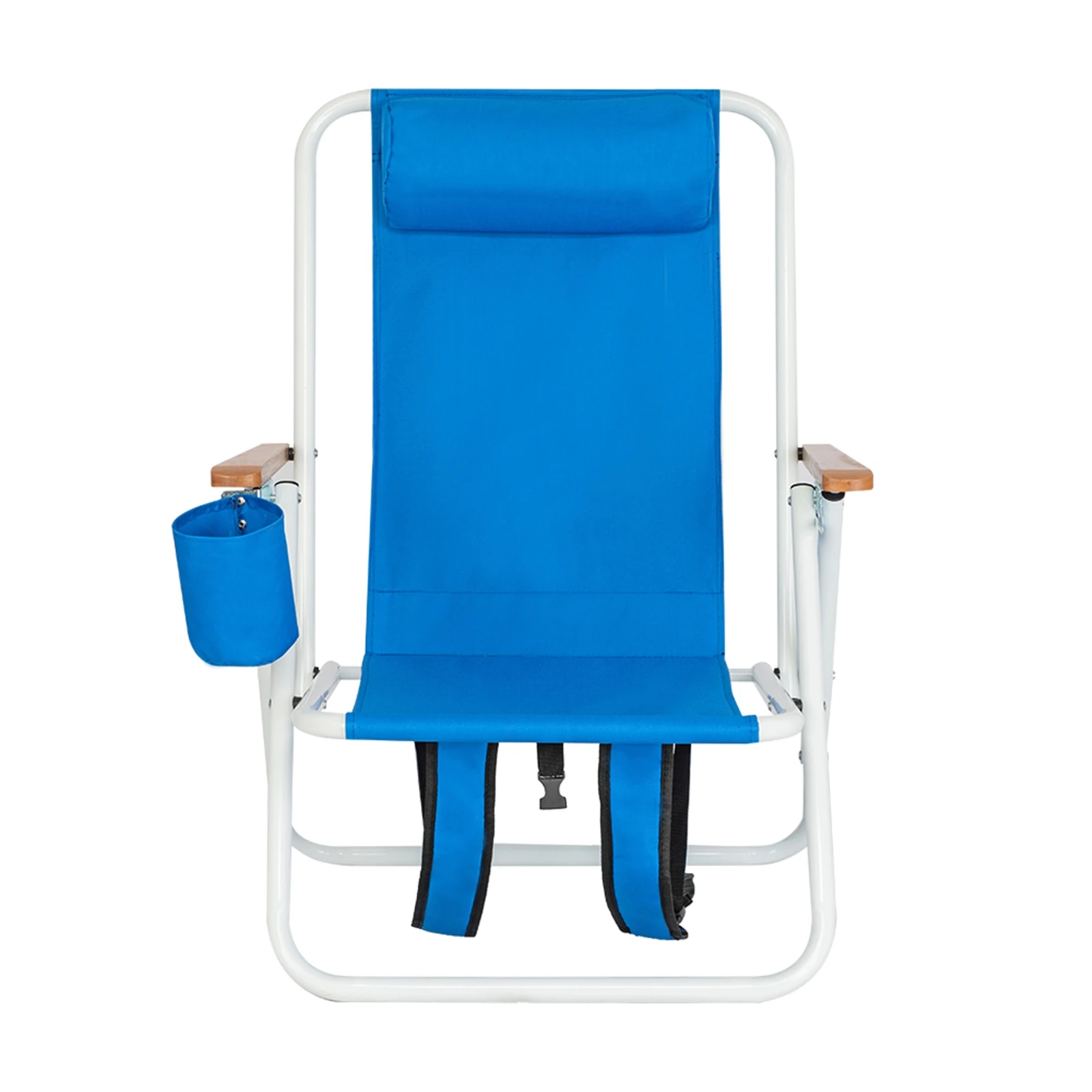 Chaise de plage portable haute résistance, avec repose-sauna réglable, bleu