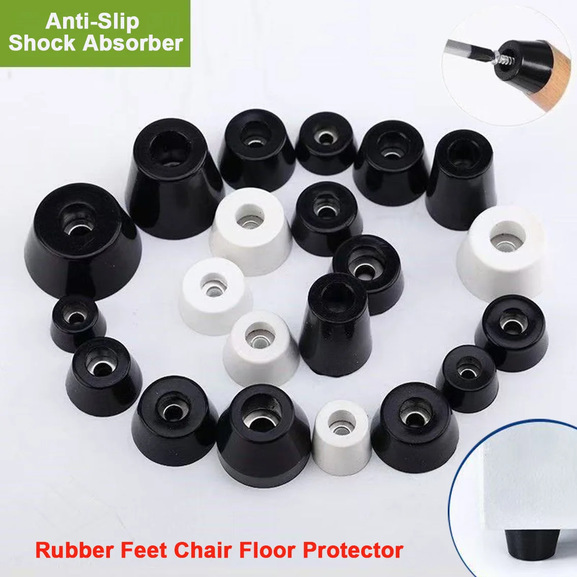 1Pcs Heavy Duty Rubber Feet Chair Floor Protector 11x9x6-50x40x50mm Anti-Slip Shock Absorber for Furniture/Machine Cabinet