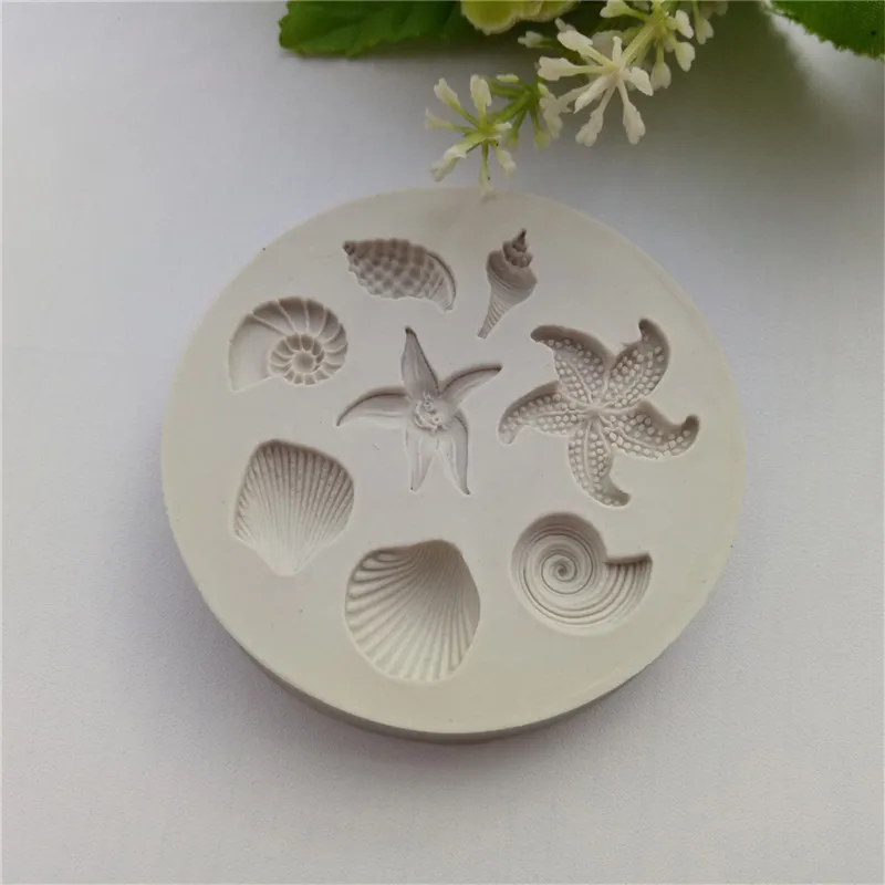 Seashell Conch Starfish Fish Under the Sea Style Pastry Baking Molds for Cookie Candy Marine Theme Cake Fondant Silicone Mold