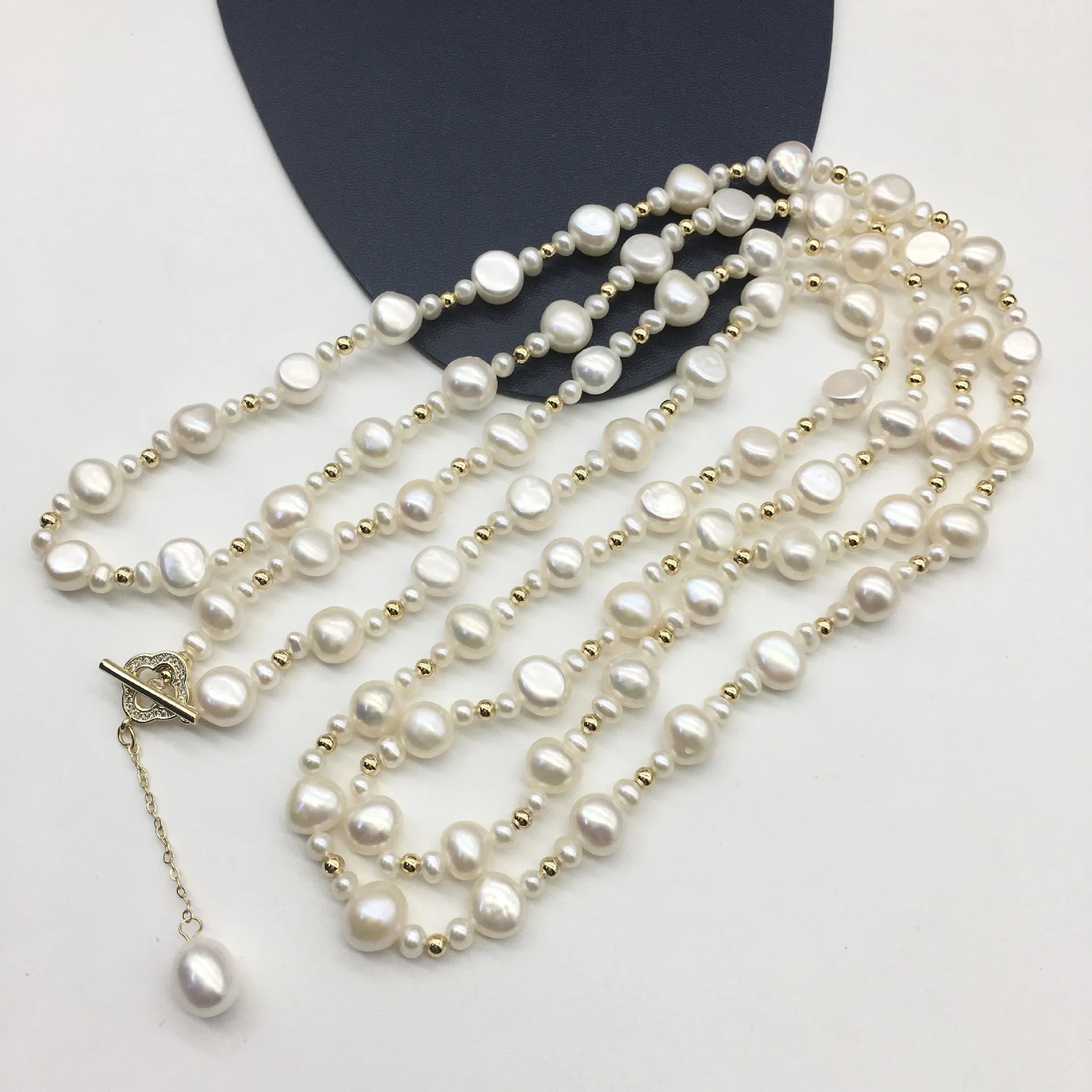 Natural Freshwater Baroque Pearl Long Necklace Casual Style Multi-use Sweater Chain OT Clasp Layerable Pearl Jewelry for Women