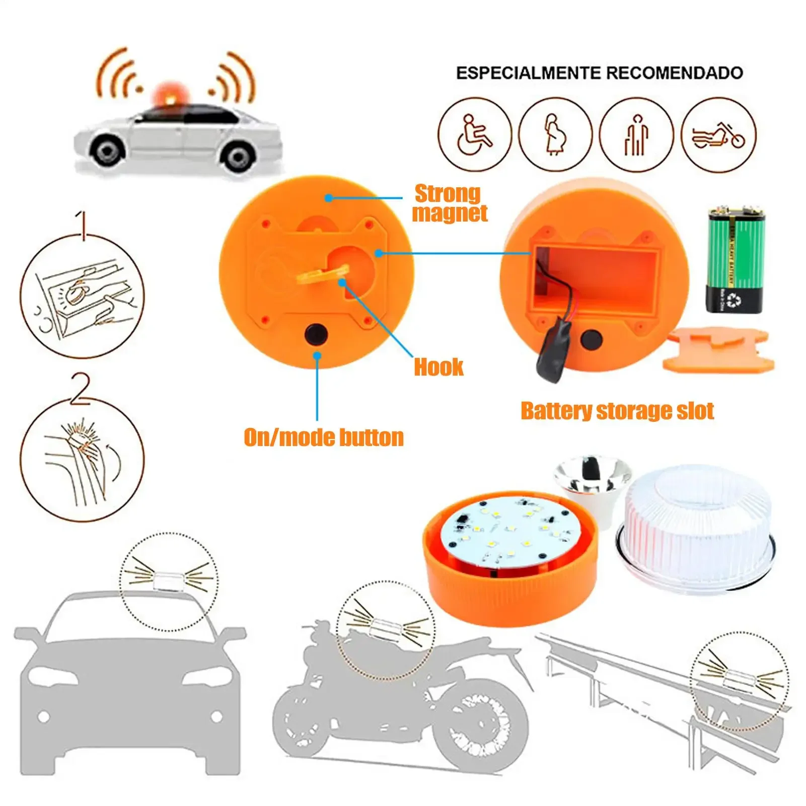2026 New Spain DGT 3.0 Approved Car Emergency Light V16 with SIM Geolocation Caution Light Data Plan Expires 2038