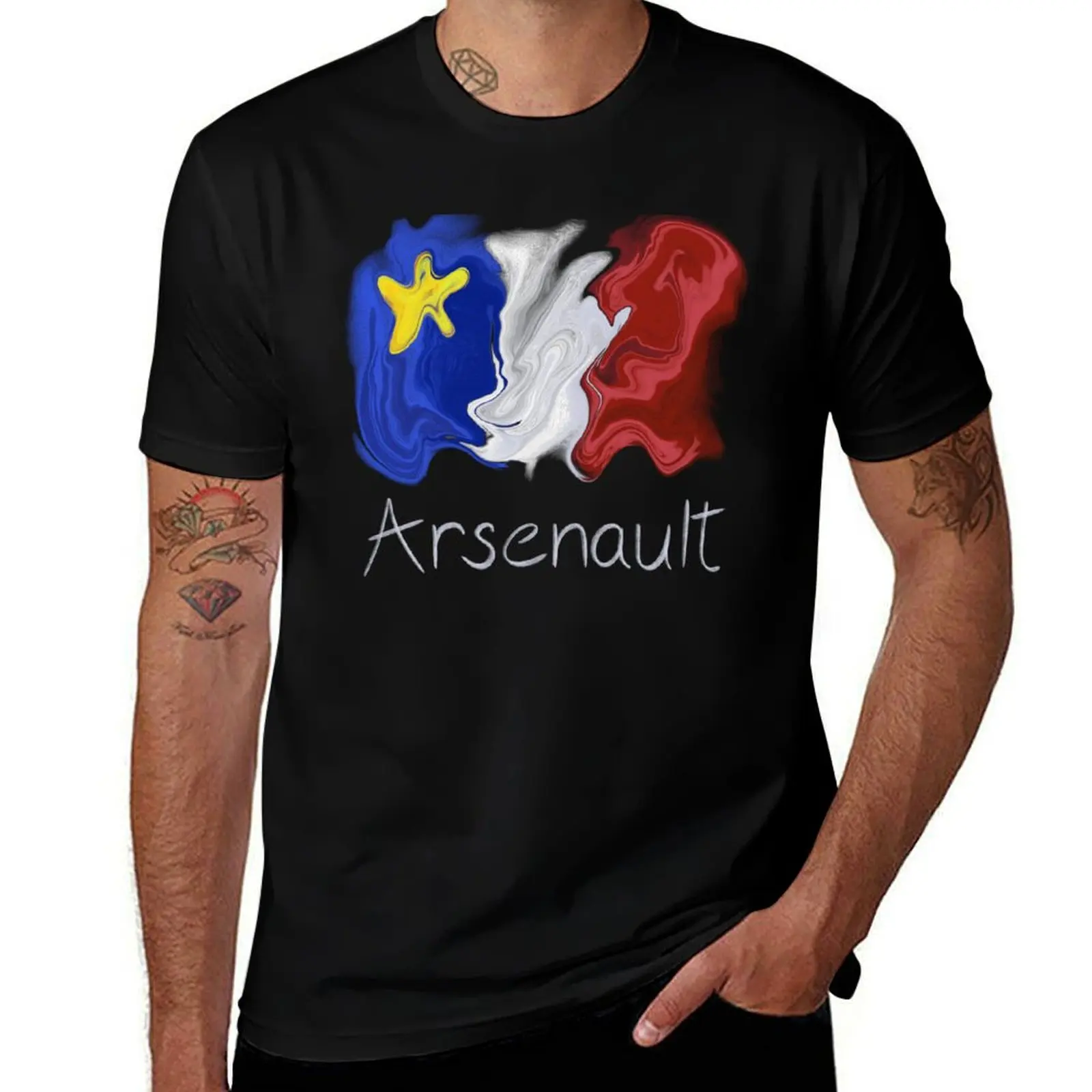 

Acadian Flag pastel liquid Arsenault - Drapeau acadien liquide pastel Arsenault T-Shirt t shirts for man slim fit