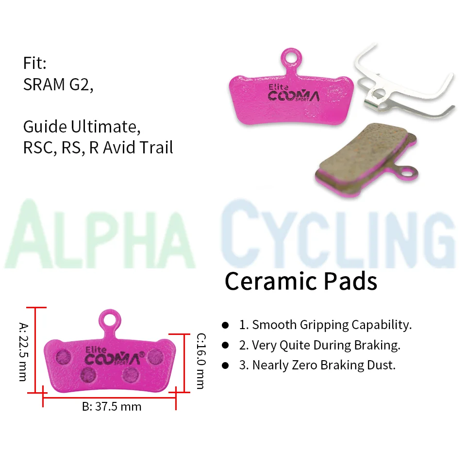 4 Pairs Ceramic Disc Brake Pads for SRAM G2, Guide RSC, RS, R, Avid Trail Series Caliper, Elite Class