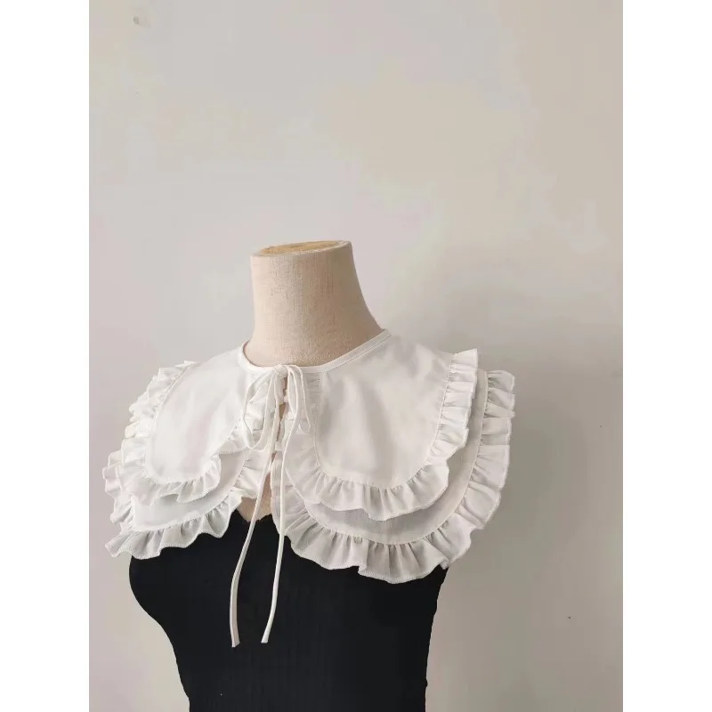 

Versatile Double-layer Ruffled Detachable Collar Women Fashion Large Lapel Shawl