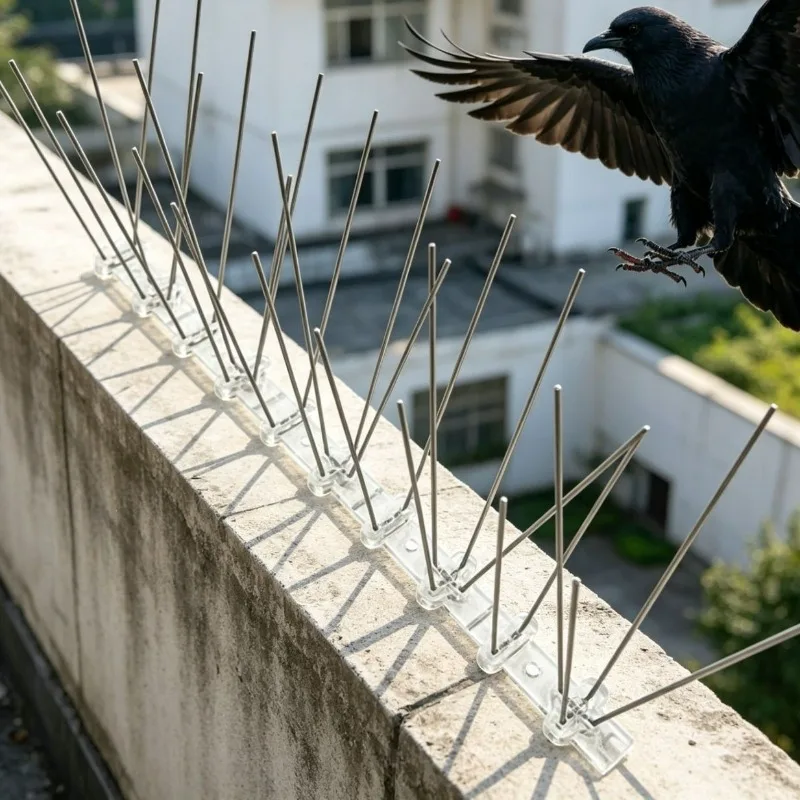 1/10pcs Effective Bird Repeller Garden Fence Roof Window Anti Bird Stainless Steel Spikes Pigeon Deterrent Spine Plastic Base view 4