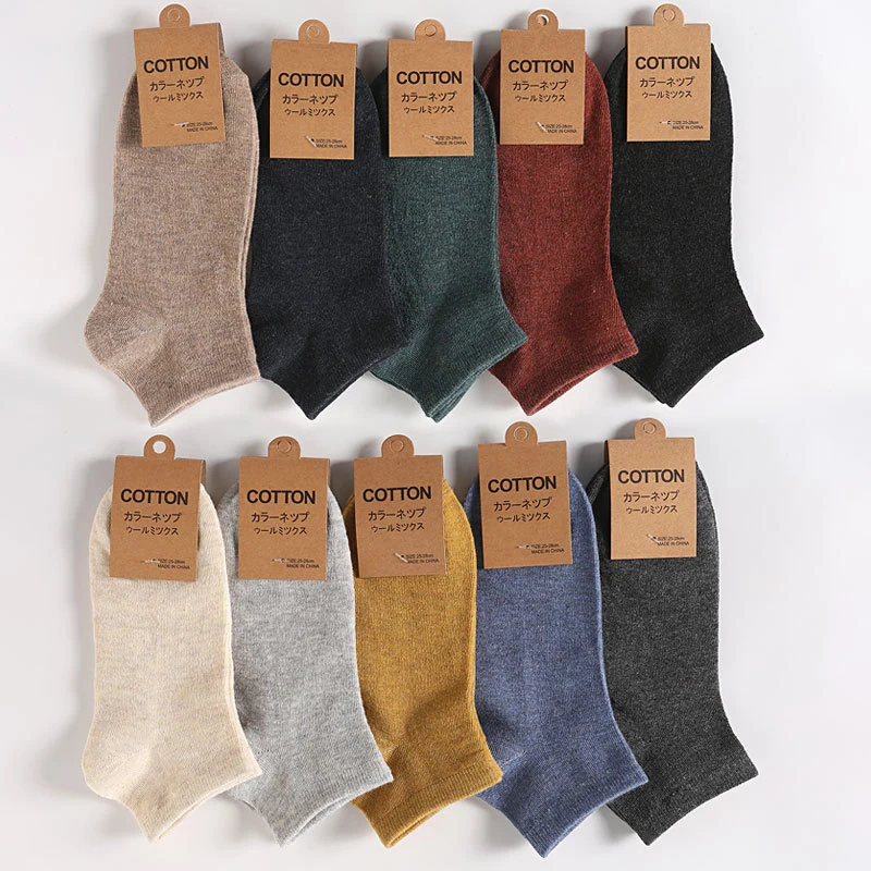 Cotton Men Socks Pack Breathable Socks Set High Quality Short Socks Black Ankle Short Gift For Man Size 38-44 Sox 5 Pairs 1 Lot