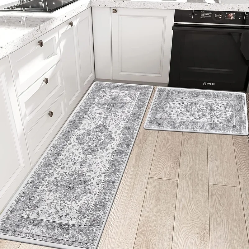 

Anti-Fatigue Kitchen Mat Set 2 Pieces Non-Slip High-Quality Kitchen Runner Mat, Quick-Drying Easy to Clean, High-Quality