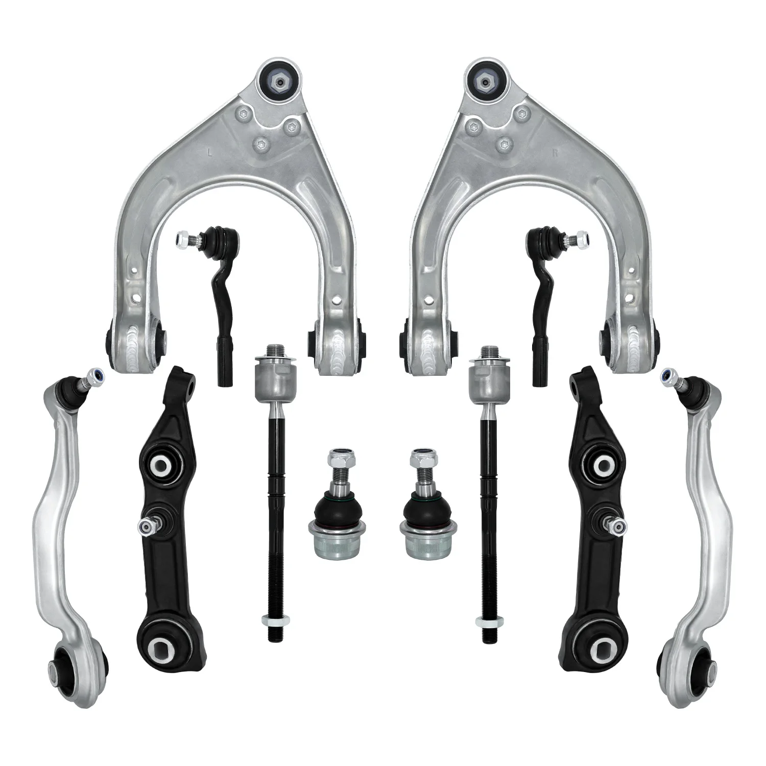 TOPICKSAP 12Pcs Front Upper/Lower Control Arm w/Ball Joint & Tie Rod Kit for Mercedes W211/E320/E500 2003-2009 Suspension