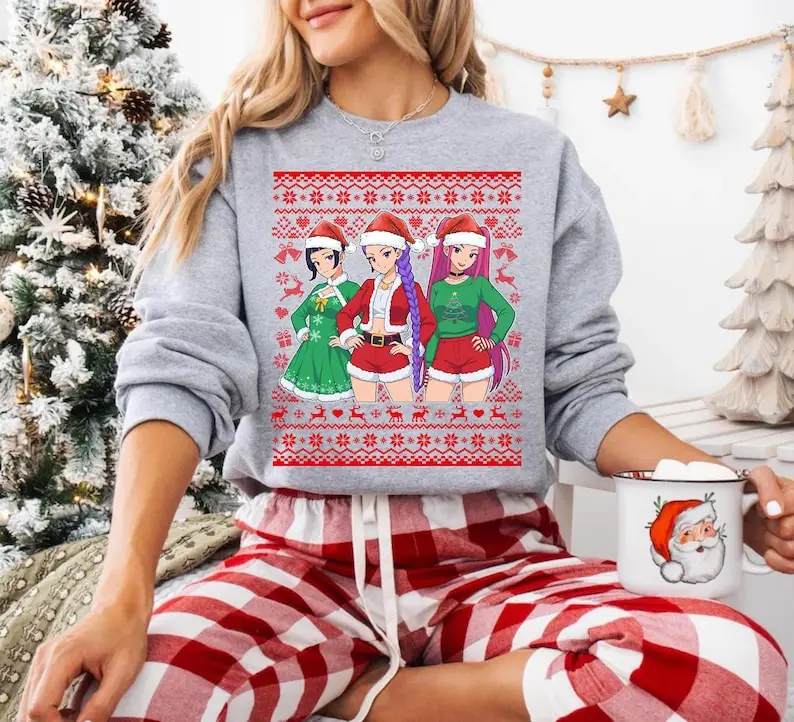 Christmas Jumper Funny Huntrix Ugly Christmas Sweatshirt Demon Hunters Sweater Huntrix Xmas Sweaterirts Hoody Streetwear Women