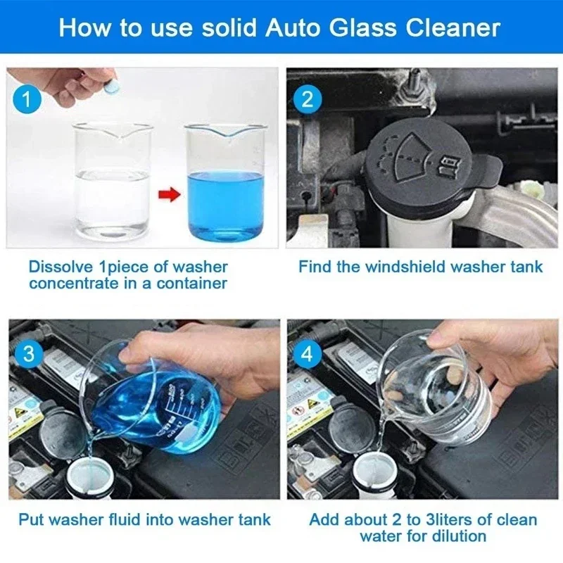 Universal Car Windshield Cleaner, Tablet efervescente, Janela De Vidro Lavadora Fluido, Concentrado Conjunto Sólido, Remover Manchas