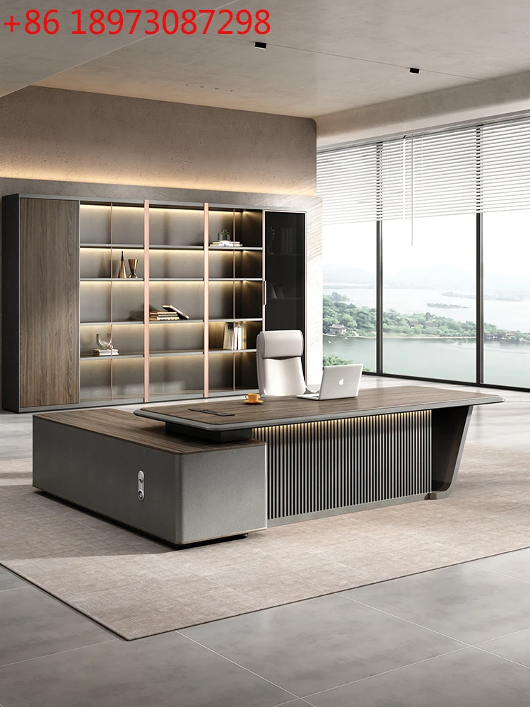 

Boss desk Boss table Simple modern light luxury high-end sense President's big desk