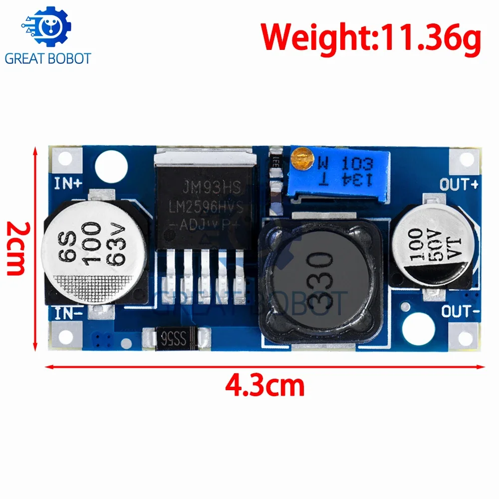 3A LM2596 Adjustable DC‑DC Buck Module LM2596S LM2596HVS Step‑Down Power Converter 3V‑24V Output