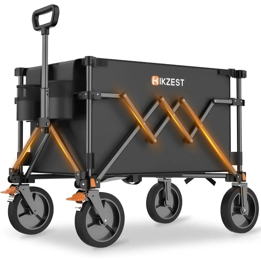 

Collapsible Wagon Cart Foldable 330lbs Load Capacity Heavy Duty Folding Wagons with Wheels Utility All Terrain Wagon for Grocer