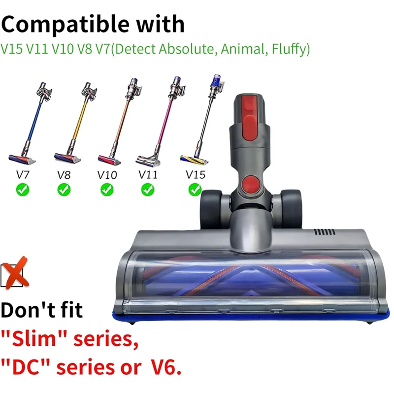 ABRG-ダイソン V7 V8 V10 V11 V15 掃除機真空床ブラシヘッドアクセサリーキット LED ダストライト付き