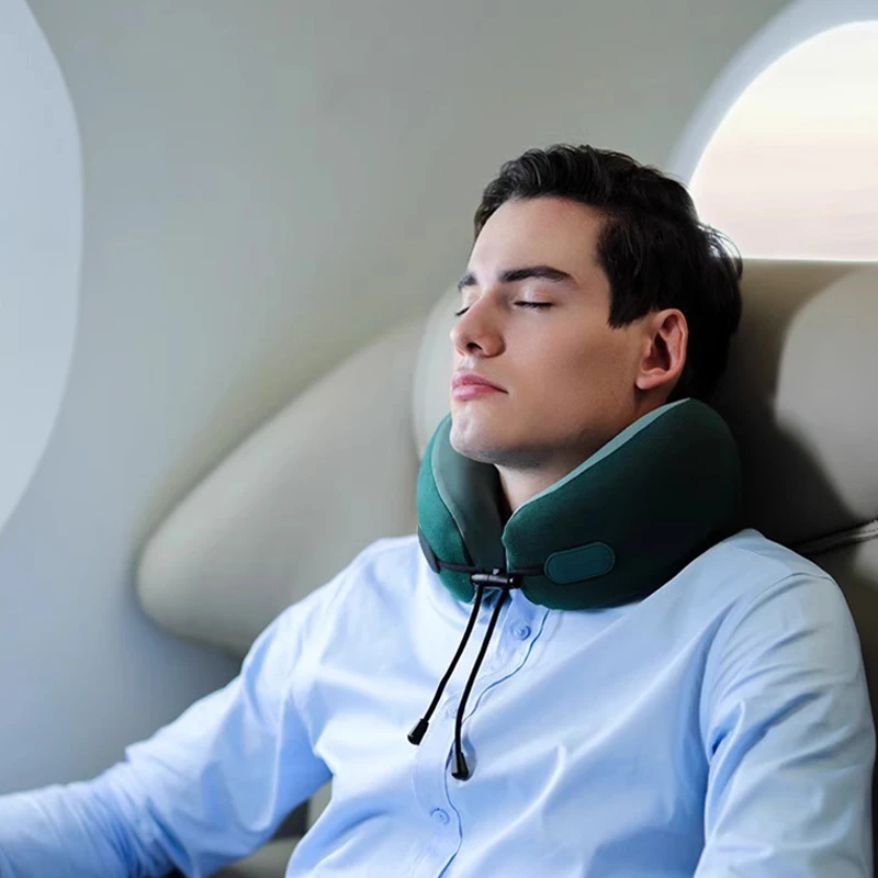 EVERYTHINK Travel U-shaped Pillow Chin Neck Support Memory Foam Neck Pillow Compact Airplane Pillow for Traveling Flight Car