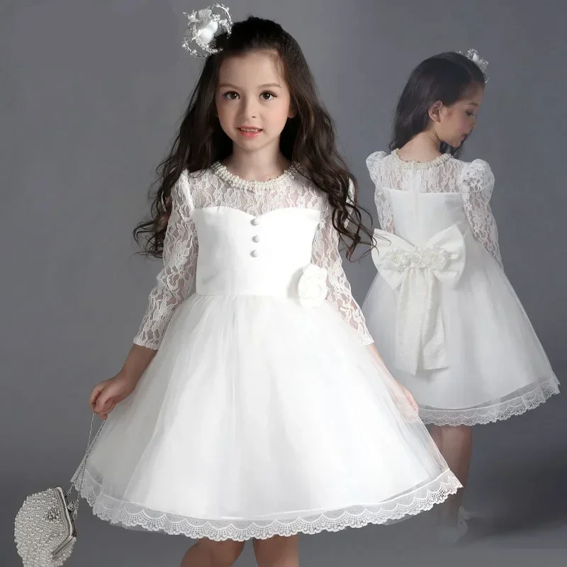 

Princess Girls Lace Flower Wedding Party Dresses Children Kids Elegant Ball Gown Dress Vestidos Baby Christmas Children Clothing