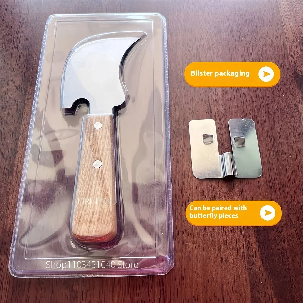 Stainless Steel Rubber Cutting Knife，Wooden Crescent Knife PVC Welding Wire Spatula, Floor Leveler, Repair Scraper