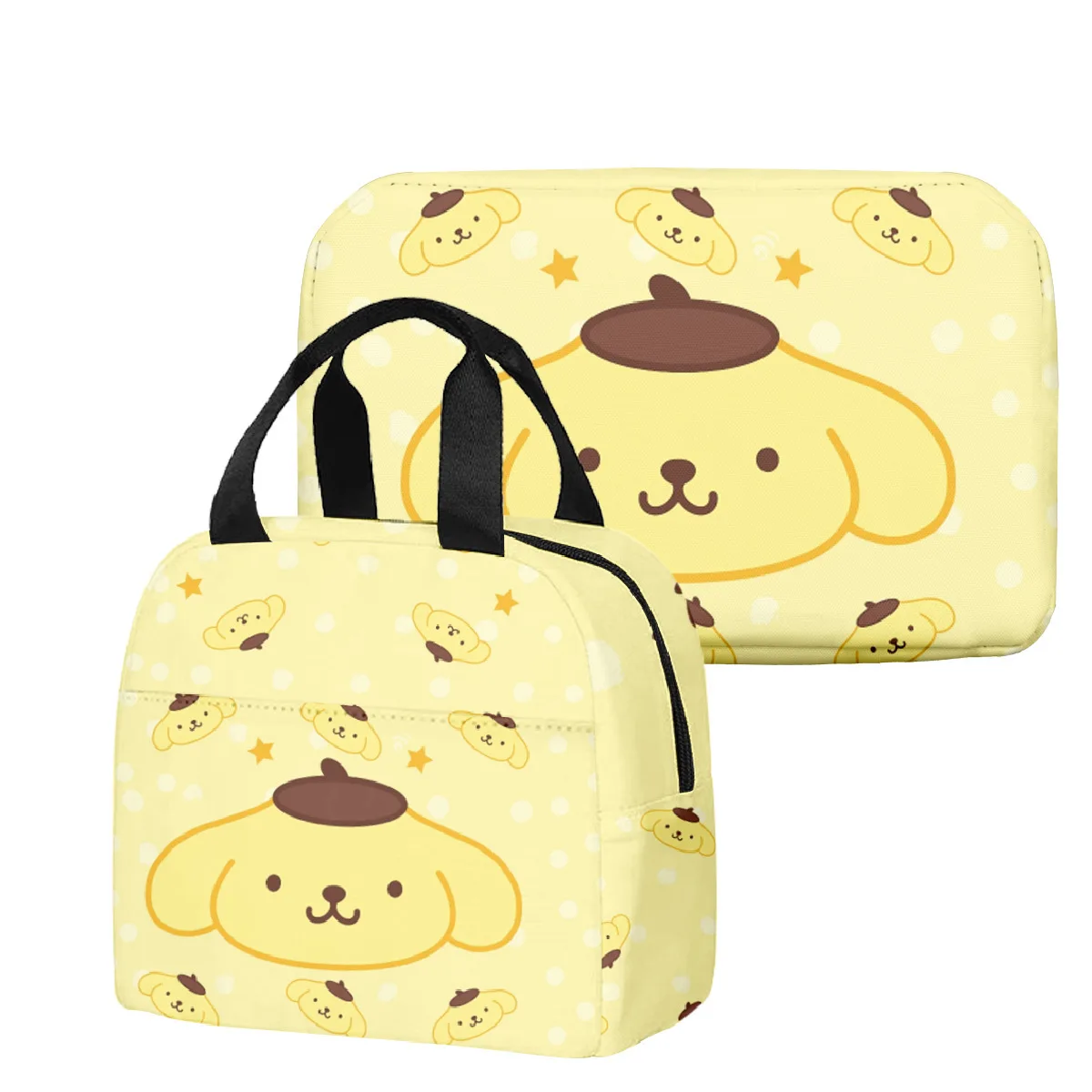 Sanrio pompon Purin Kuromi Mymelody Cartoon Cooler Lunch Box Bento Bag Outdoor Lunch Thermal Bag Outdoor Office Picnic Food Bags