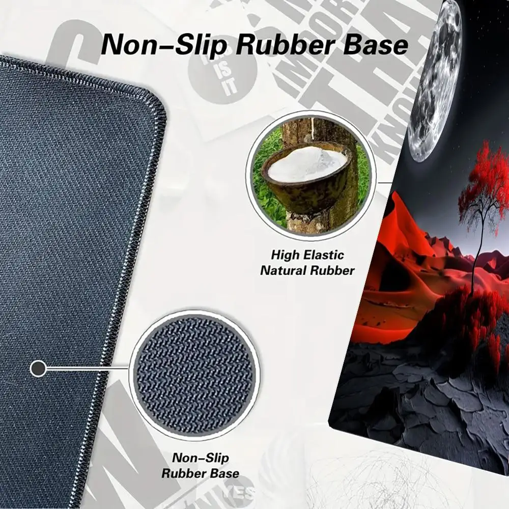 Tappetino per mouse con scenario fantasy Blood Moon - Tappetino da scrivania per scena notturna misteriosa, grande XXL, antiscivolo