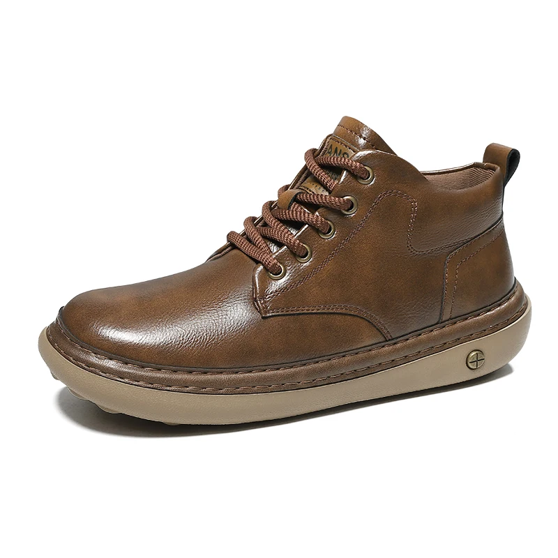 Men's Handcrafted Genuine Leather Boots Retro Hiking Shoes High-Quality Casual Street Comfort Soft Large Size 38-47