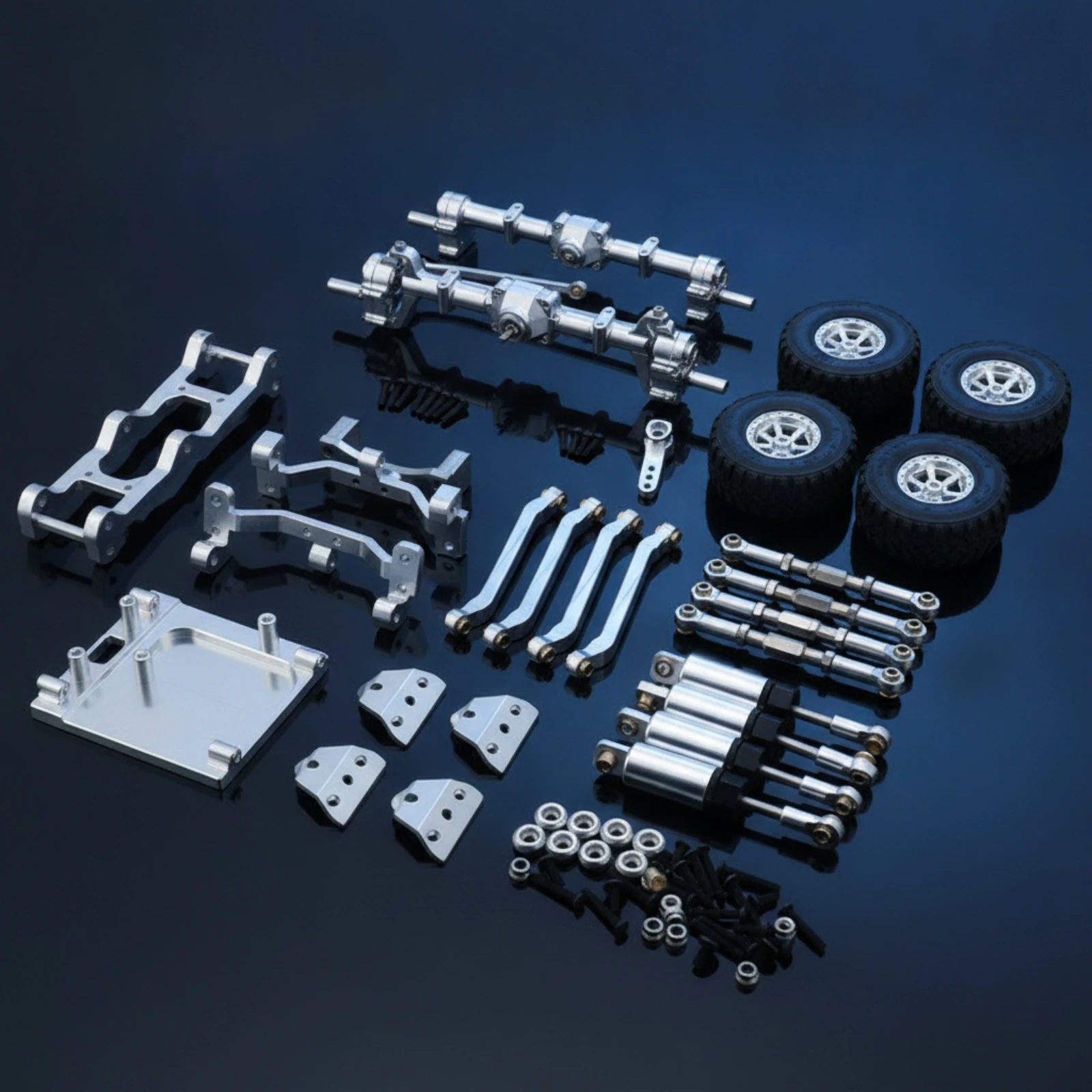 RC Car Parts Kit Hydraulic Metal Upgrade Parts Kit Metal Shock Absorber Machined for Hobbyists, Chassis Rebuilding