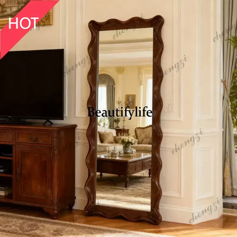 Medieval wave full-length mirror wall-mounted classical living room bedroom home fitting mirror