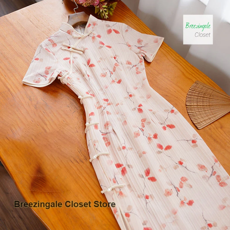 

New Chinese pink elegant unique design sense cheongsam skirt female summer new fashion temperament young casual women dress