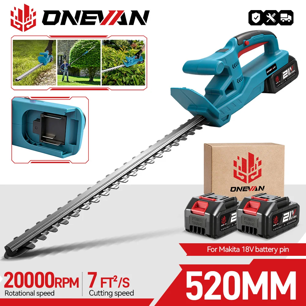 ONEVAN 20 Zoll 20000 U/min elektrischer Heckenschere Garten Landschaftsbau Heckenschere Trimmer Gartenarbeit Lithium-Ionen-Akku Elektrowerkzeug