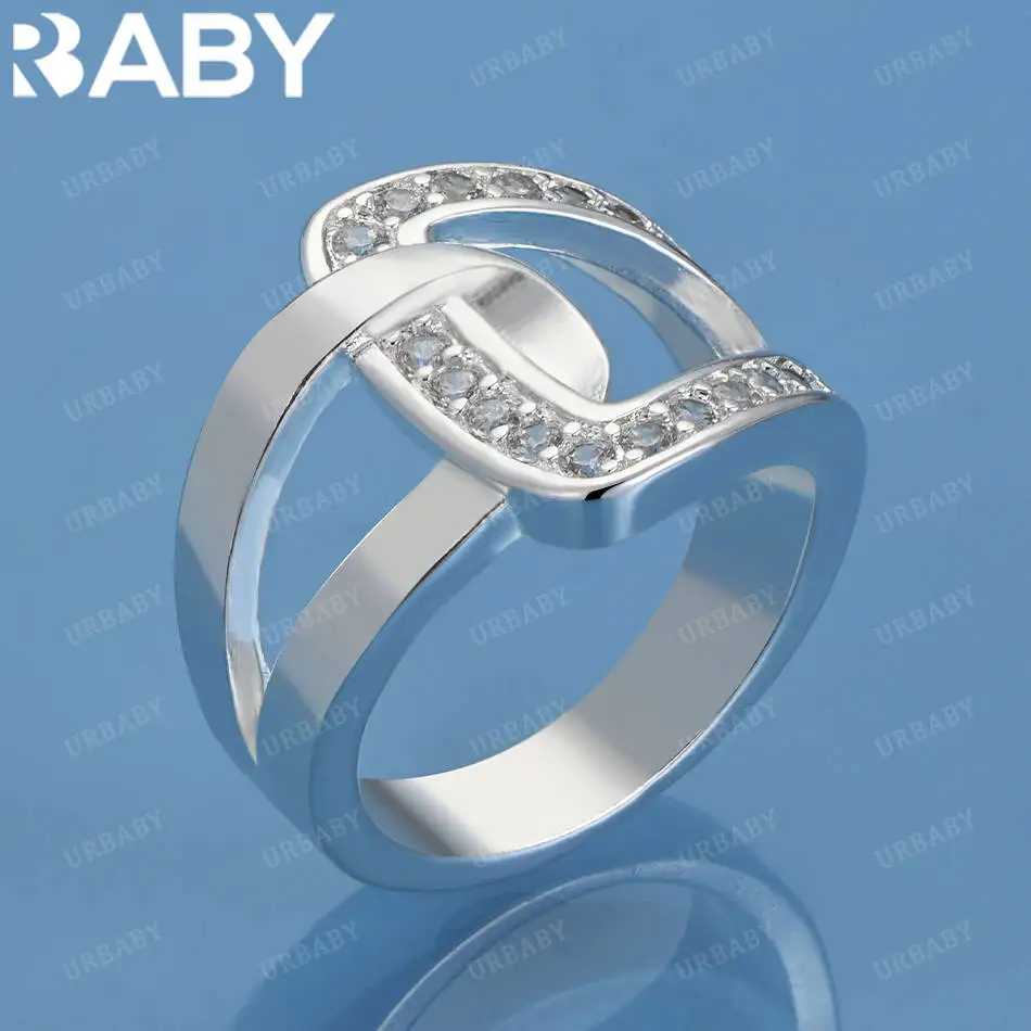 

URBABY стерлингового серебра 925 пробы, размер 7-10, дизайнерское кольцо с цирконами для женщин, модные ювелирные изделия, очаровательные свадебные аксессуары Grace Noble