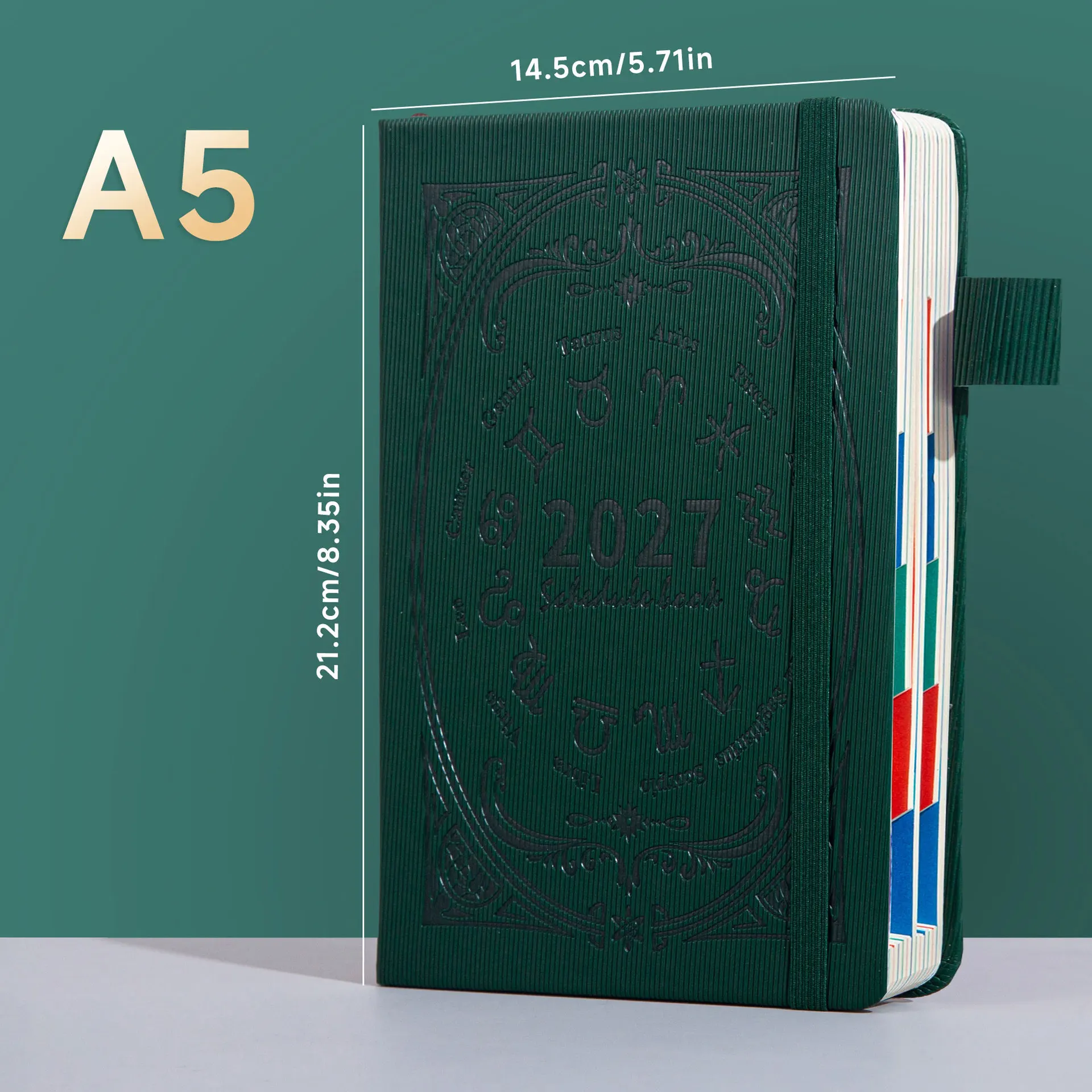 2027 Constellation Planner Notebook, Daily Schedule Organizer with Color Changing Leather Cover, 320 Pages Annual Plan Book for