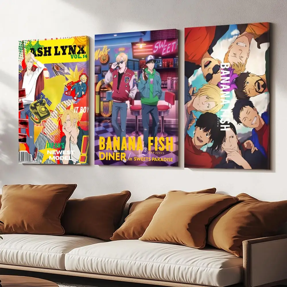 Manga Collage B-Banana Fish Painting Calligraphy Wood Framed Canvas Poster HD Wall Art Bedroom Bar Office Home Decor