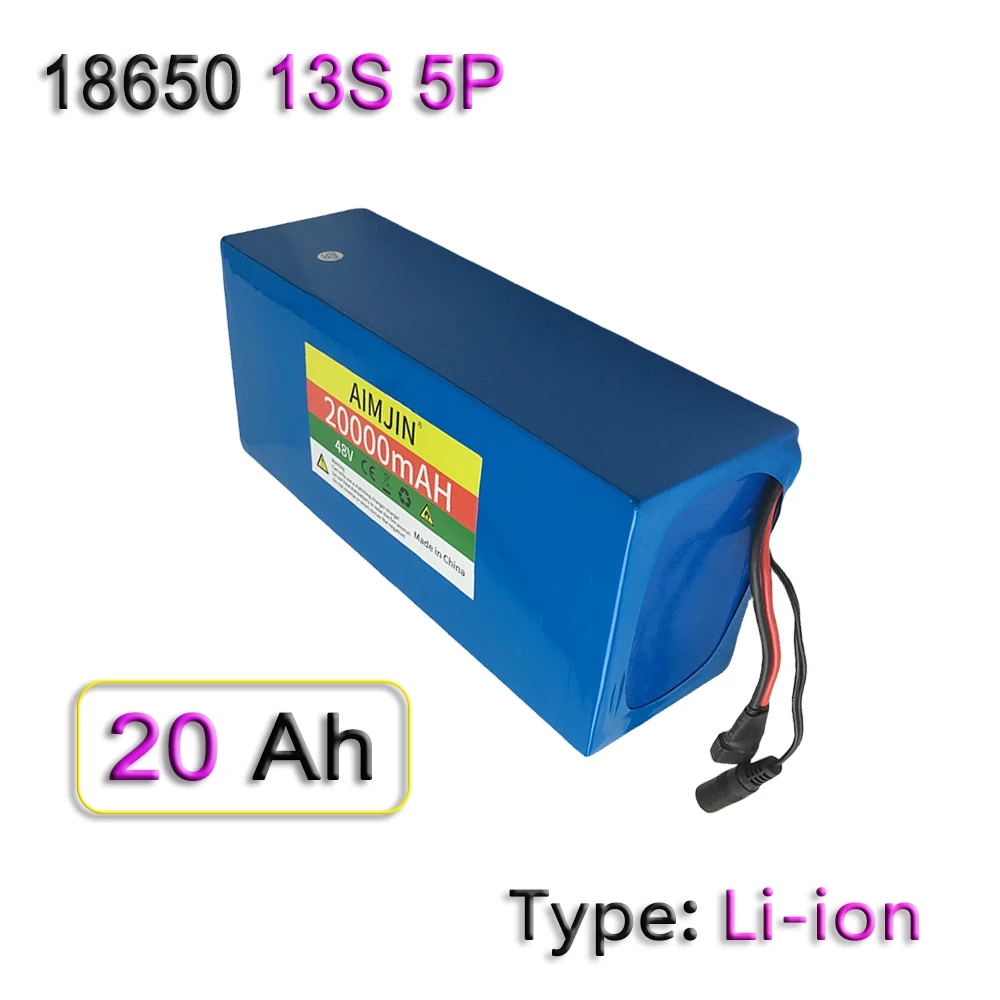 18650 리튬 이온 배터리 팩, 내장 BMS 500-1000W, 강력한 전력 및 오래 지속되는 내구성, 48V, 20Ah, 13S5P