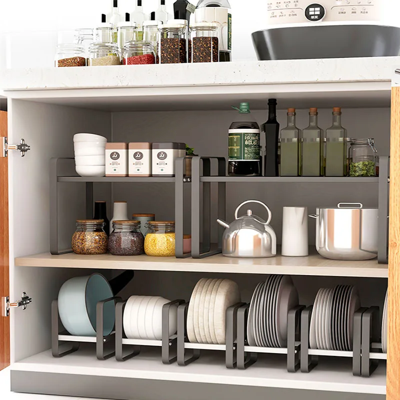 Kitchen Cabinet Storage Shelves Plates Dishes Shelves Chopping Board Storage Rack Bowl Cup Holder Multifunction Closet Organizer