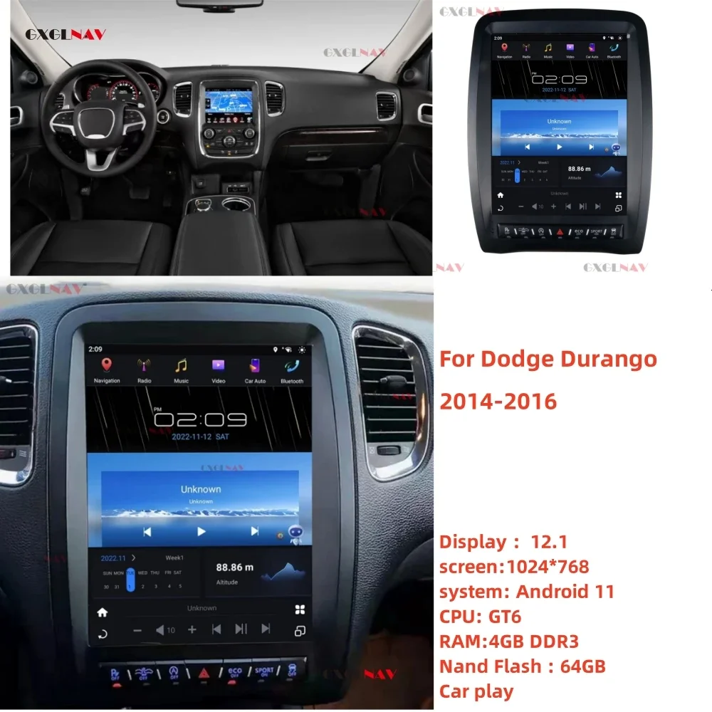 

Автомобильное радио Qualcomm GT6 Android 11 для Dodge Durango 2014 - 2016 с вертикальным экраном, автомобильный GPS-навигатор, мультимедийный плеер, головное устройство